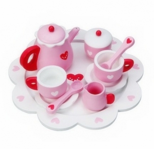 Houten Theeserviesje.Hart